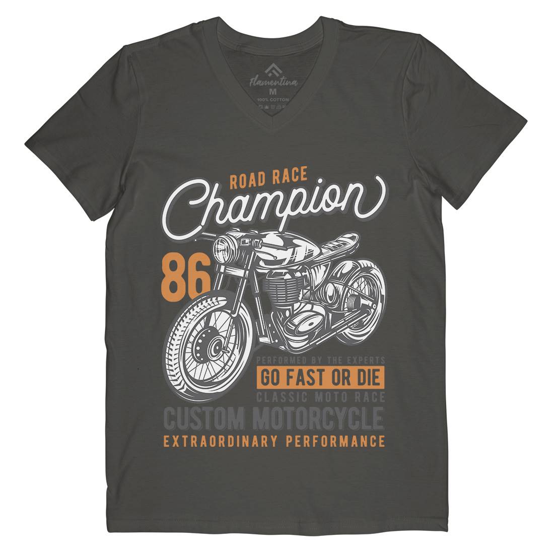 Champion Mens V-Neck T-Shirt Motorcycles B830