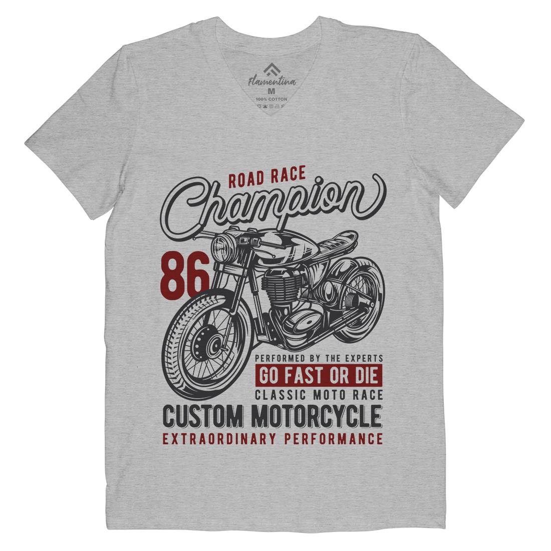 Champion Mens V-Neck T-Shirt Motorcycles B830