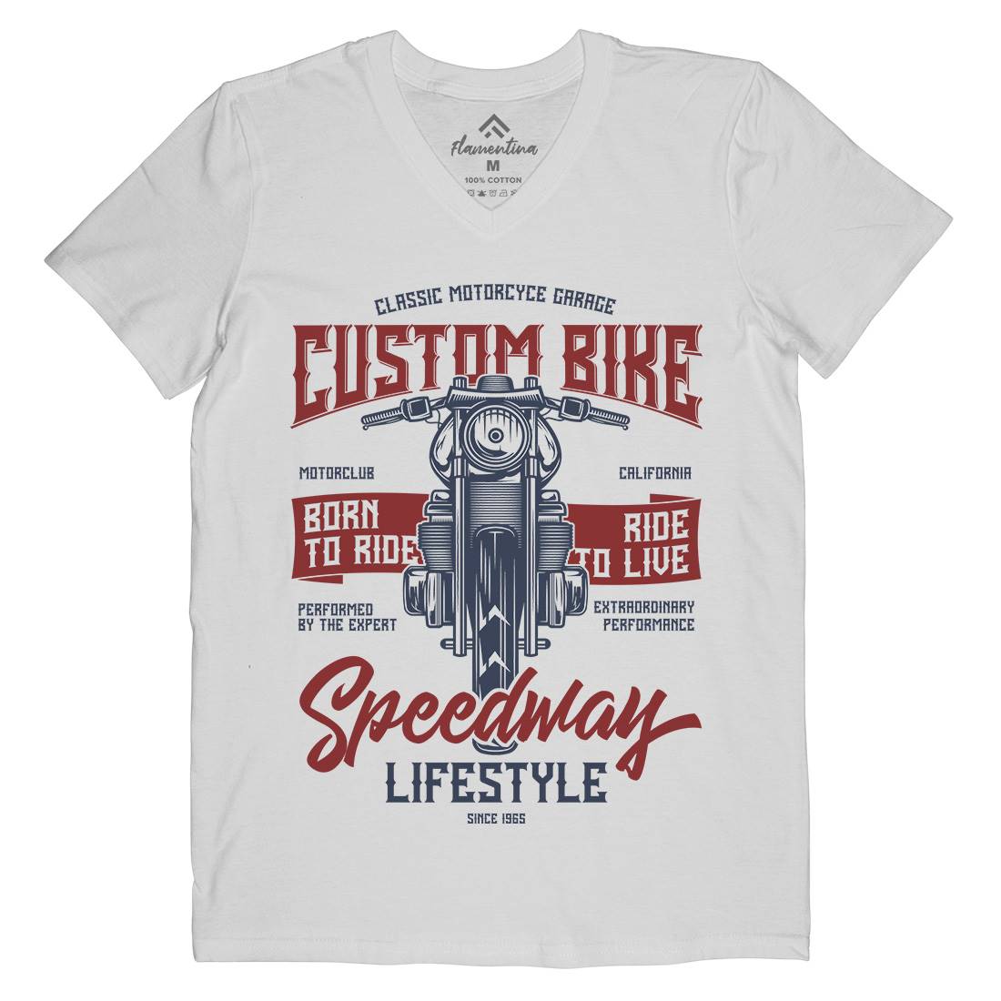 Speedway Mens Organic V-Neck T-Shirt Motorcycles B831