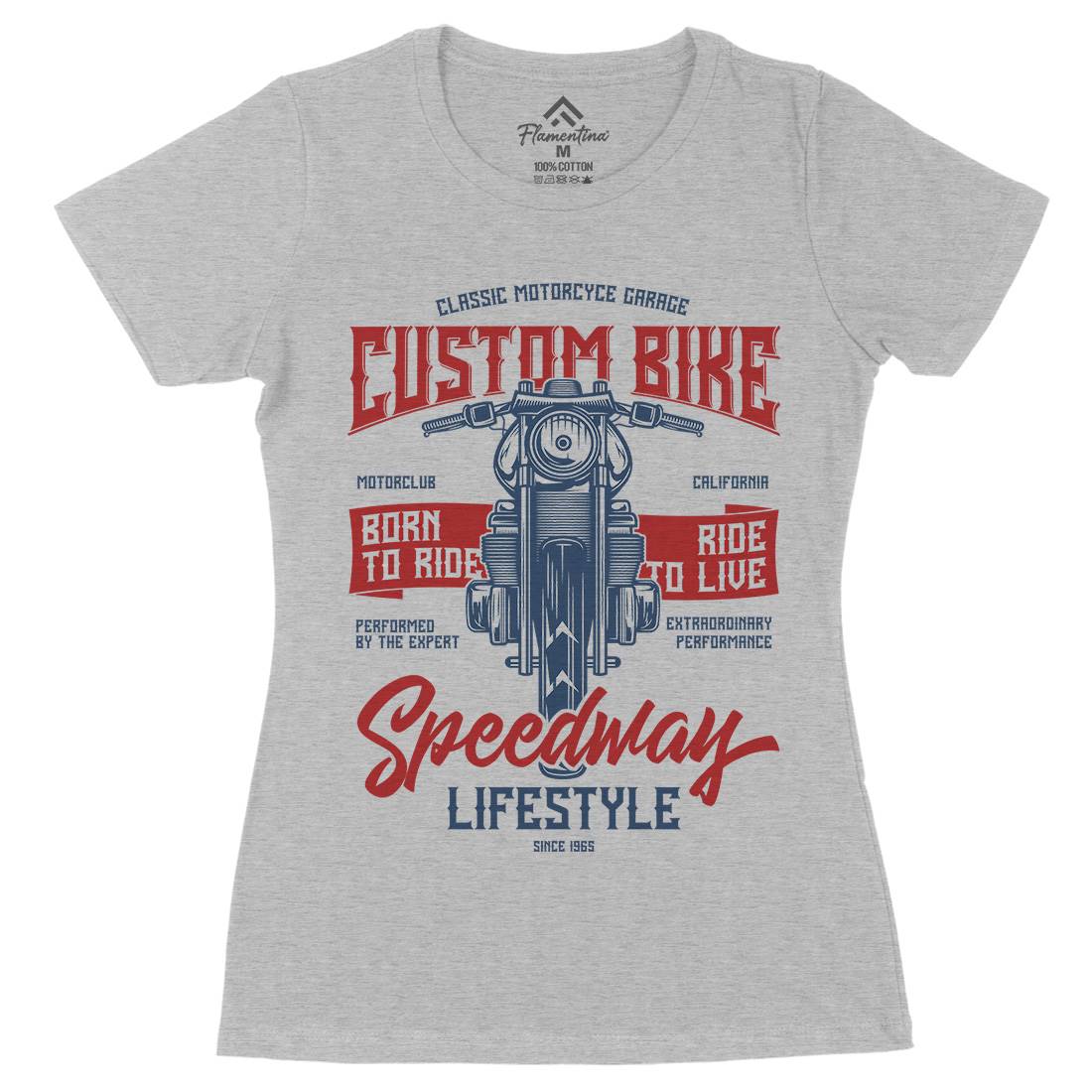 Speedway Womens Organic Crew Neck T-Shirt Motorcycles B831