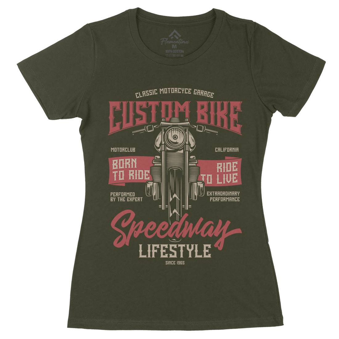 Speedway Womens Organic Crew Neck T-Shirt Motorcycles B831