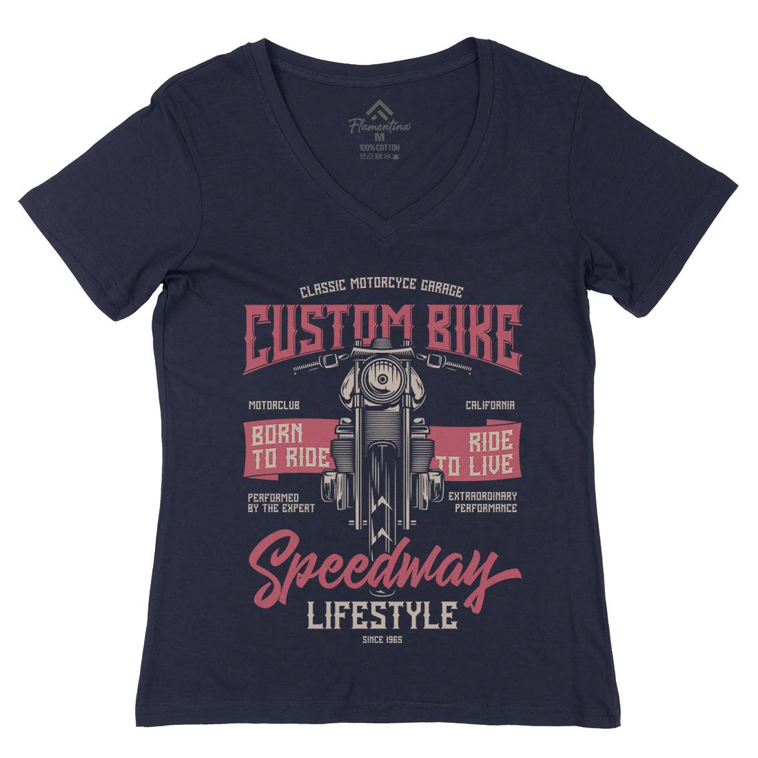 Speedway Womens Organic V-Neck T-Shirt Motorcycles B831