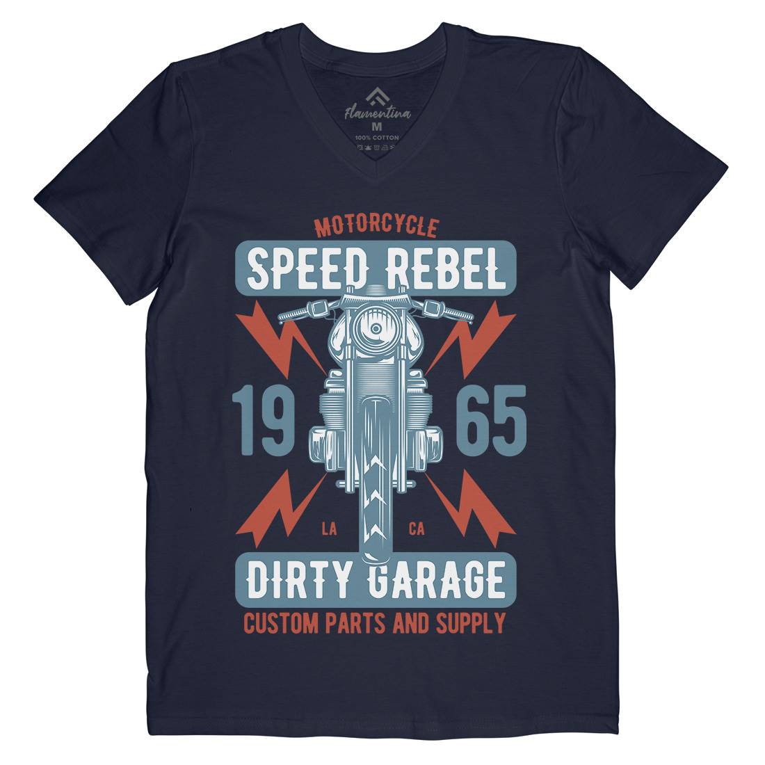 Speed Rebel Mens Organic V-Neck T-Shirt Motorcycles B832