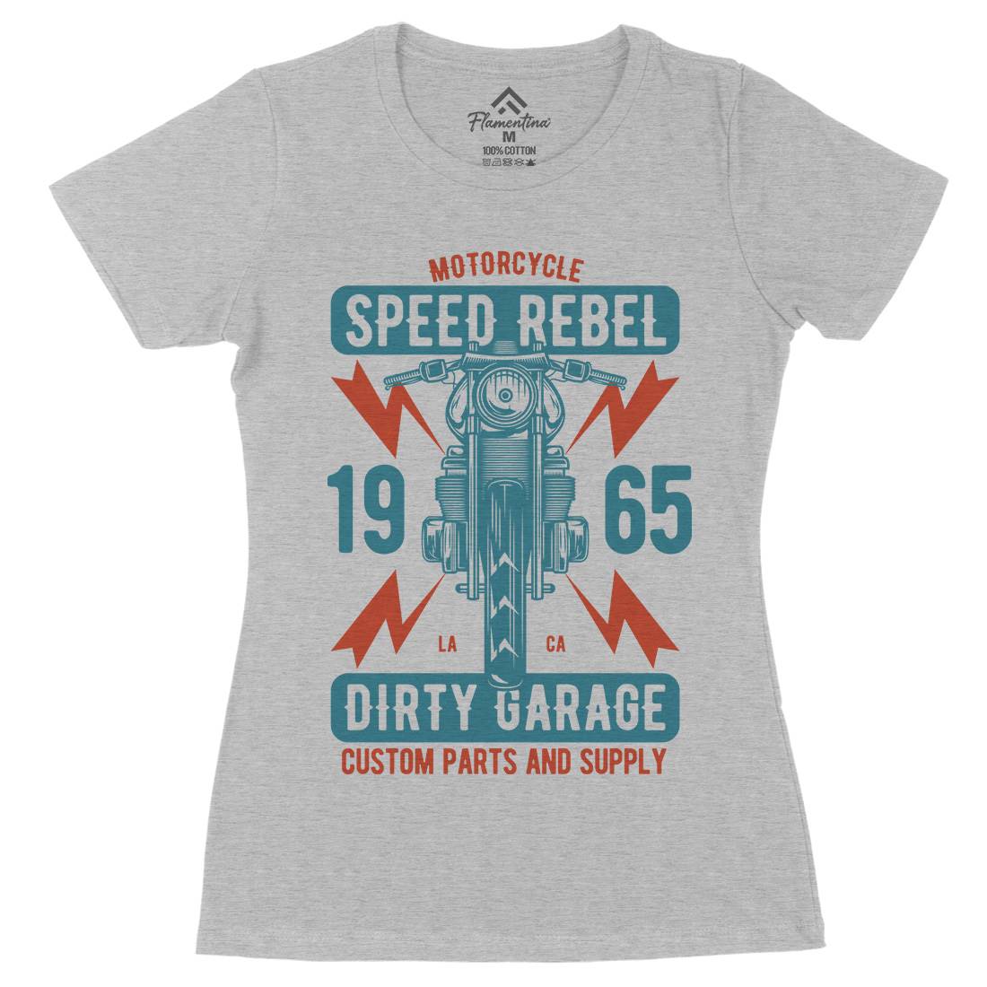 Speed Rebel Womens Organic Crew Neck T-Shirt Motorcycles B832