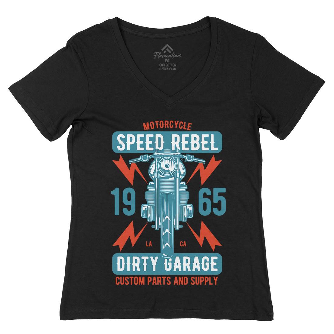 Speed Rebel Womens Organic V-Neck T-Shirt Motorcycles B832