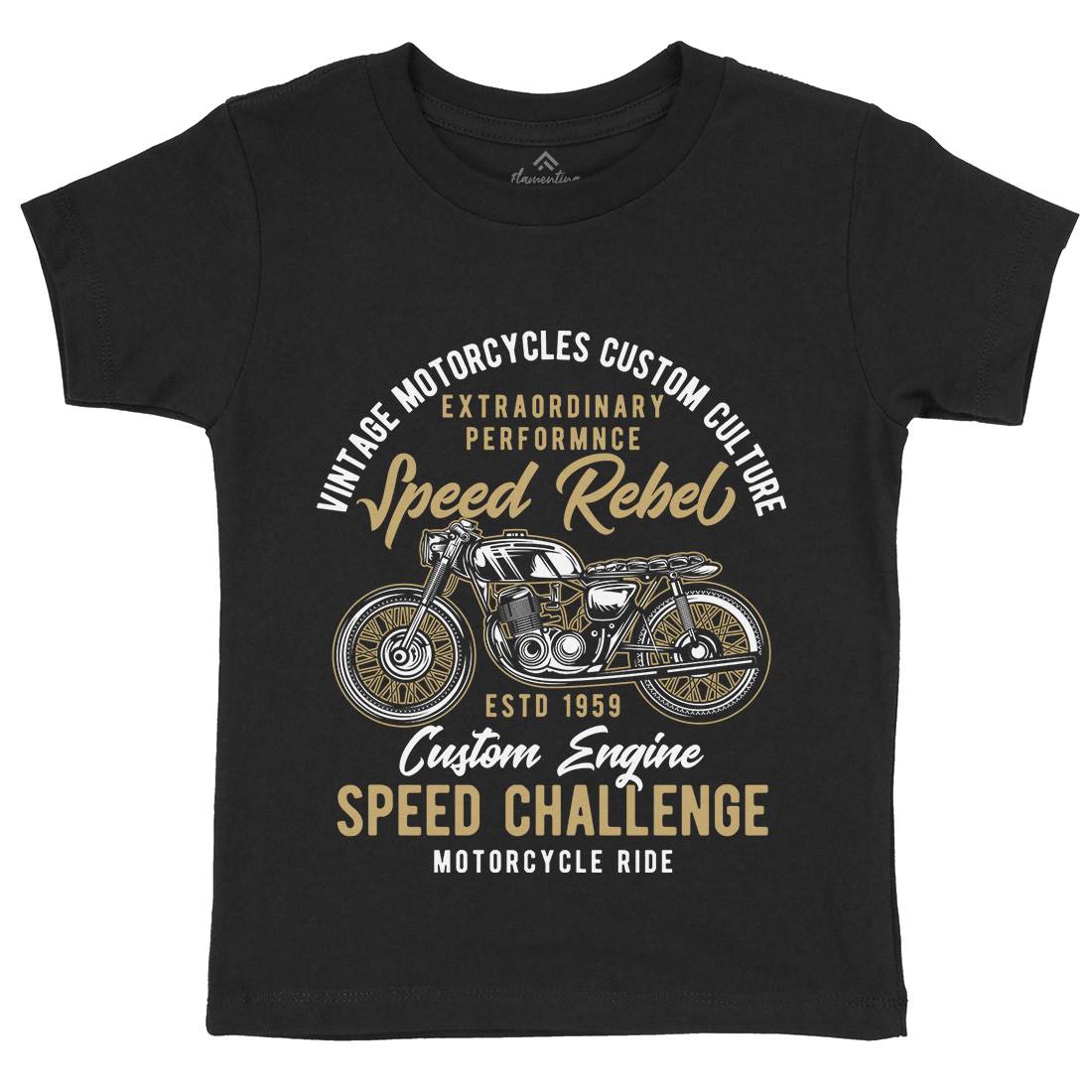 Speed Rebel Kids Organic Crew Neck T-Shirt Motorcycles B833