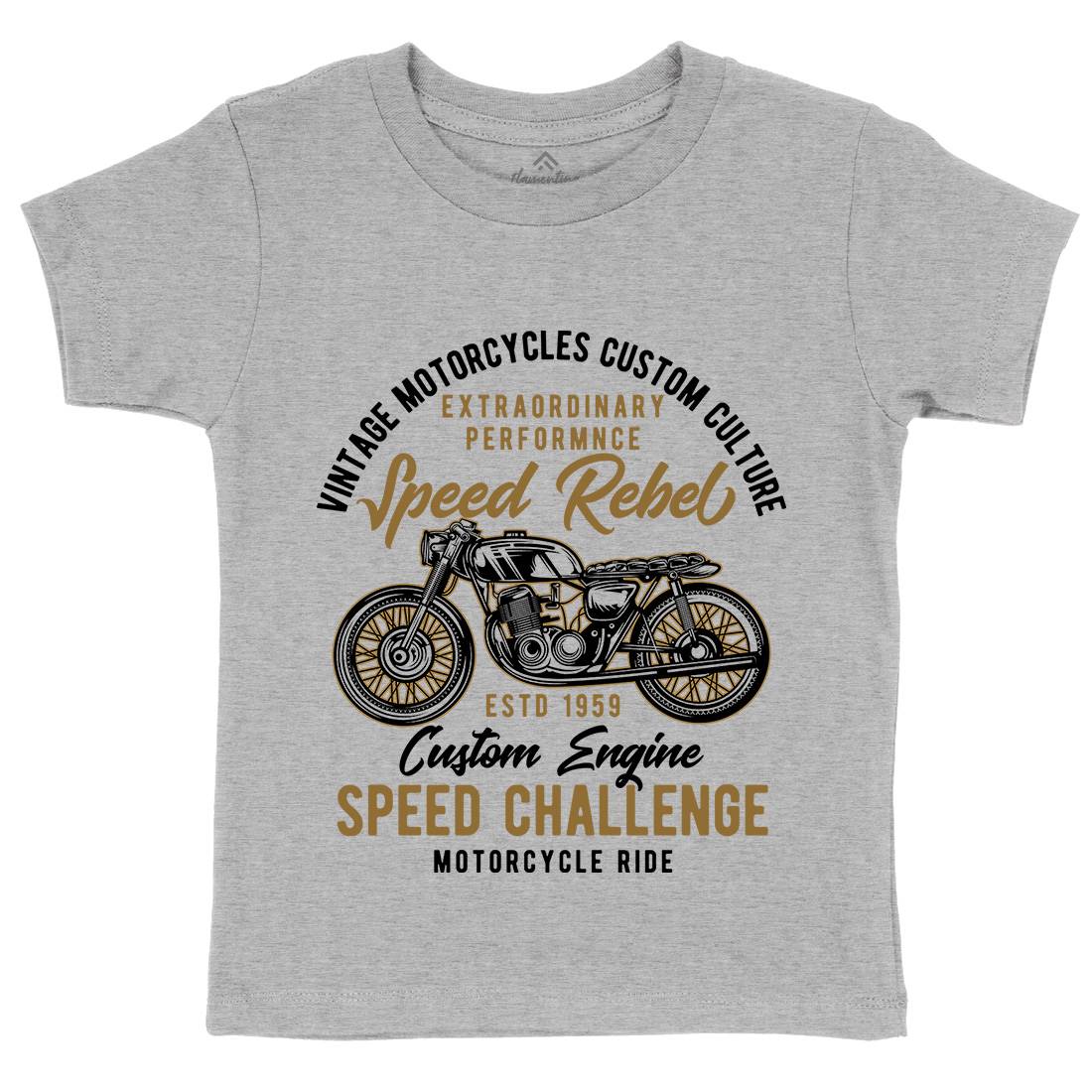 Speed Rebel Kids Organic Crew Neck T-Shirt Motorcycles B833