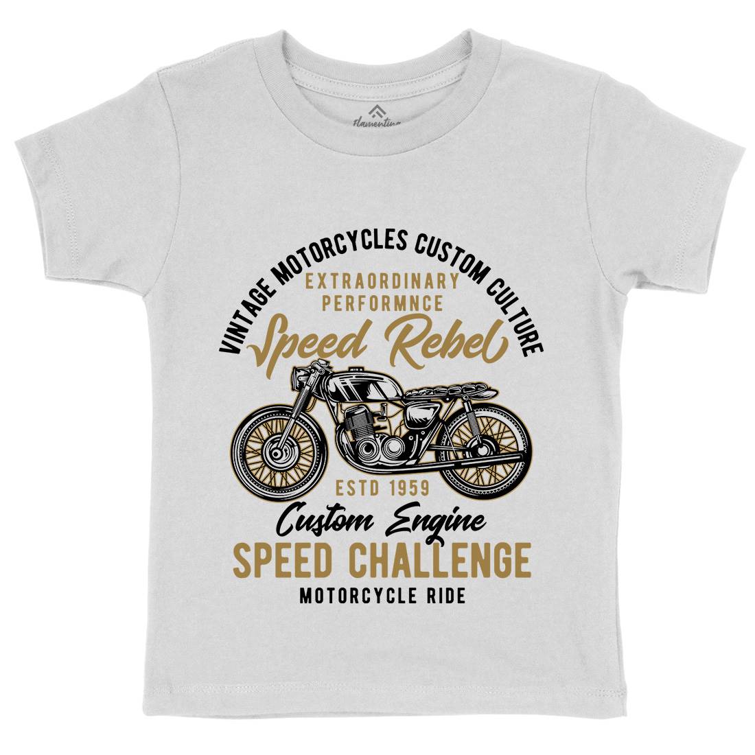 Speed Rebel Kids Organic Crew Neck T-Shirt Motorcycles B833