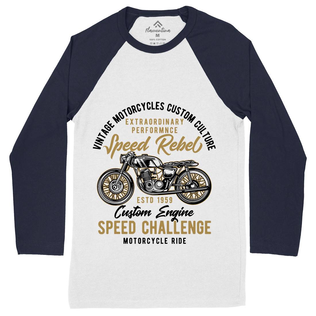 Speed Rebel Mens Long Sleeve Baseball T-Shirt Motorcycles B833