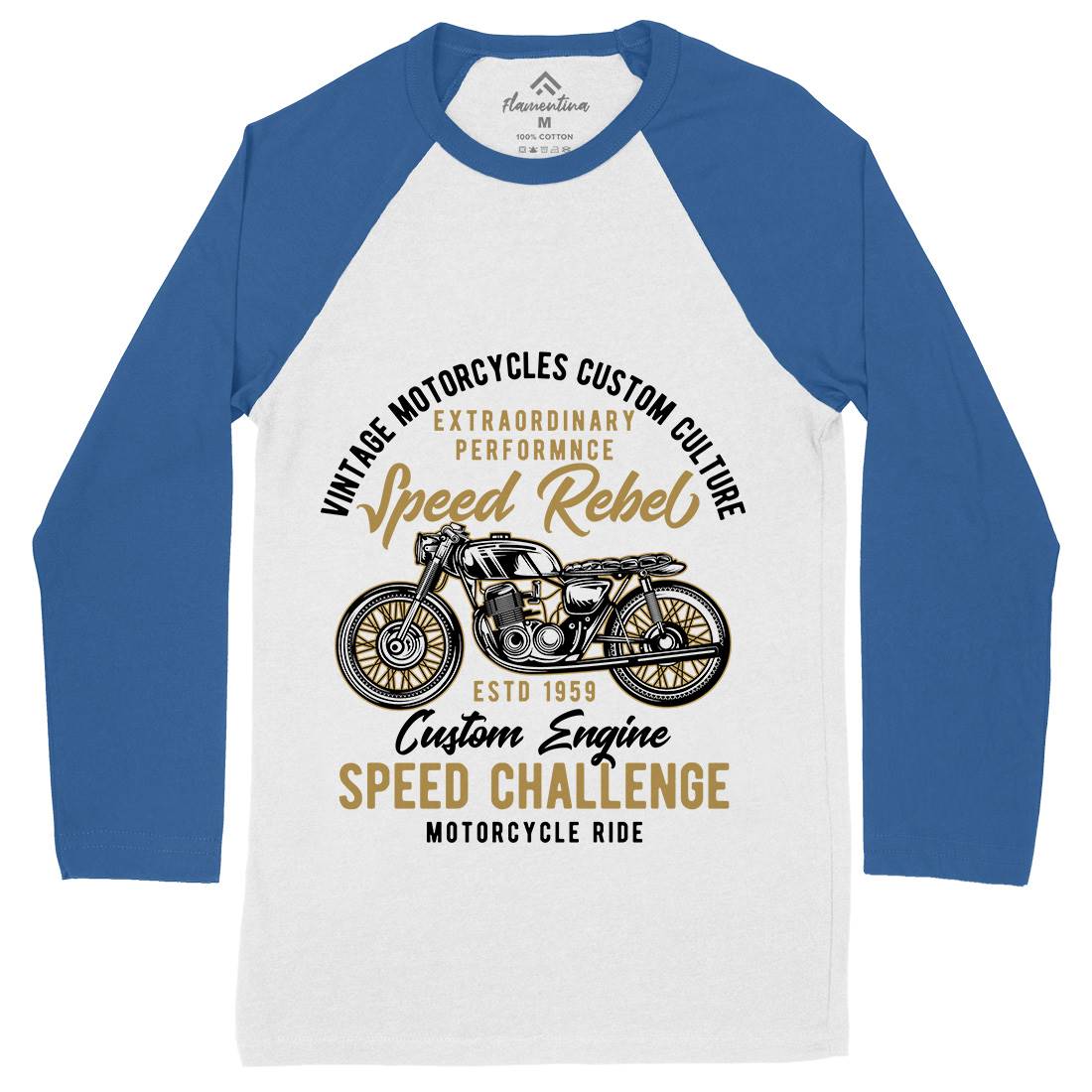 Speed Rebel Mens Long Sleeve Baseball T-Shirt Motorcycles B833