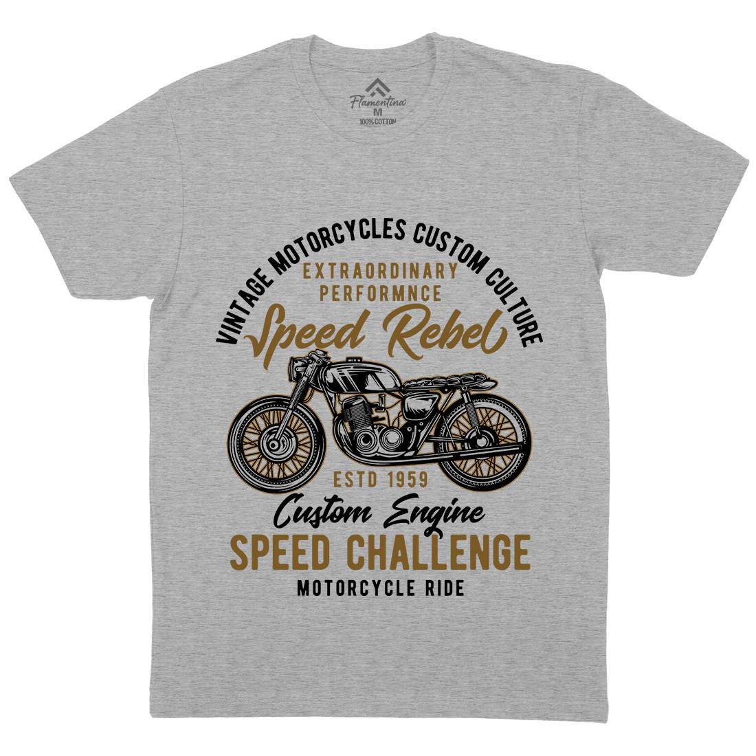 Speed Rebel Mens Organic Crew Neck T-Shirt Motorcycles B833