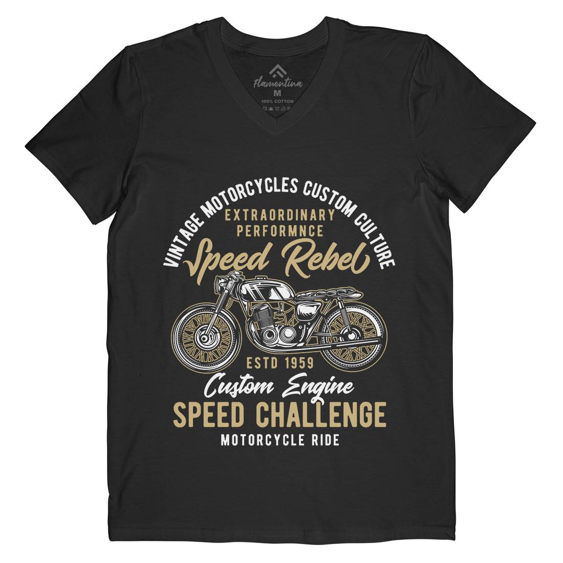 Speed Rebel Mens Organic V-Neck T-Shirt Motorcycles B833