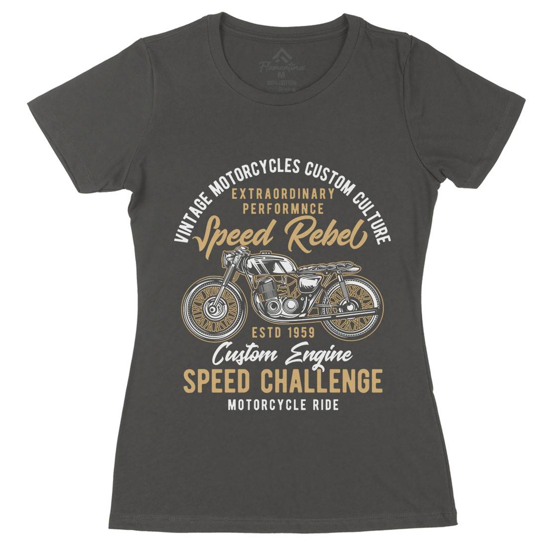 Speed Rebel Womens Organic Crew Neck T-Shirt Motorcycles B833