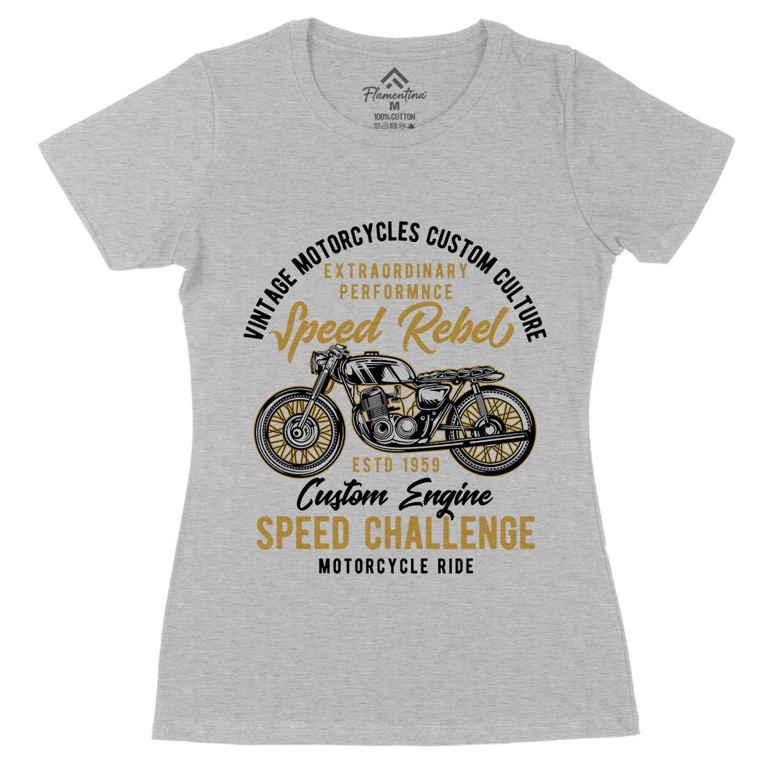 Speed Rebel Womens Organic Crew Neck T-Shirt Motorcycles B833