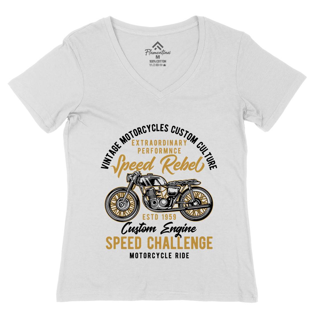 Speed Rebel Womens Organic V-Neck T-Shirt Motorcycles B833