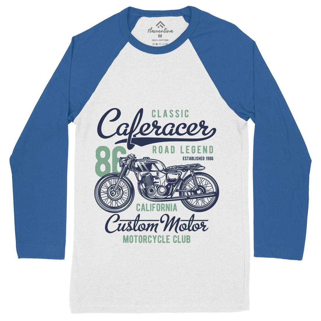 Caferacer Mens Long Sleeve Baseball T-Shirt Motorcycles B834