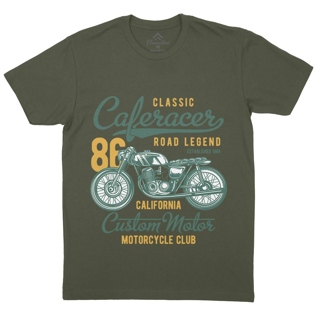 Caferacer Mens Organic Crew Neck T-Shirt Motorcycles B834
