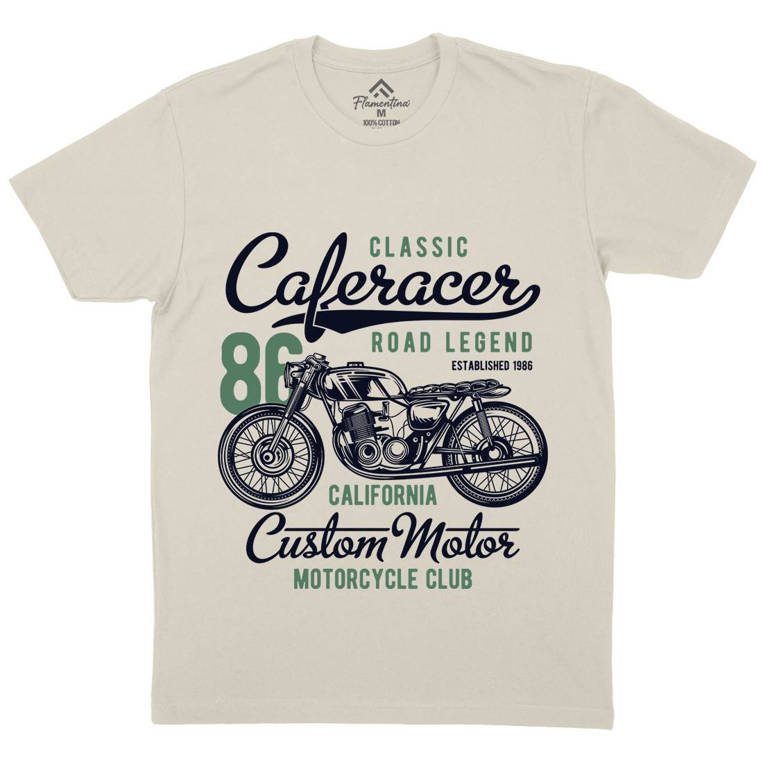 Caferacer Mens Organic Crew Neck T-Shirt Motorcycles B834