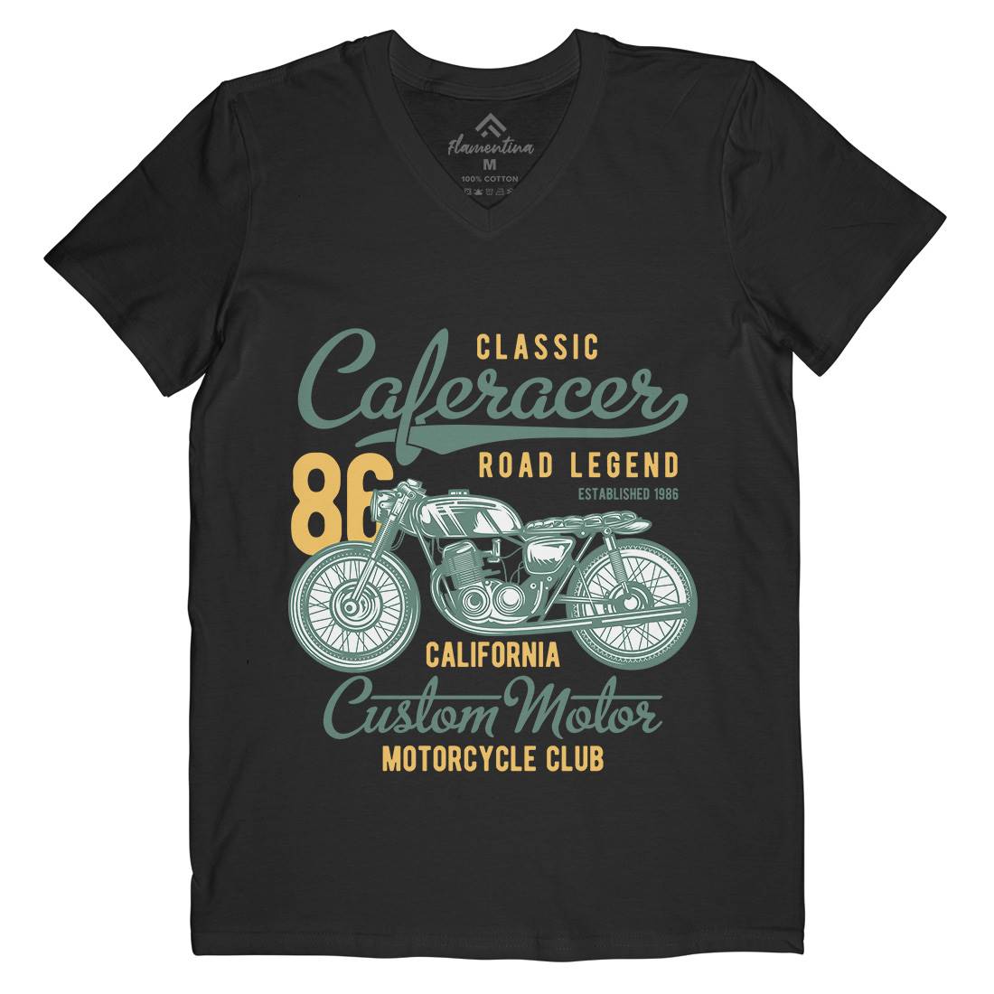 Caferacer Mens Organic V-Neck T-Shirt Motorcycles B834