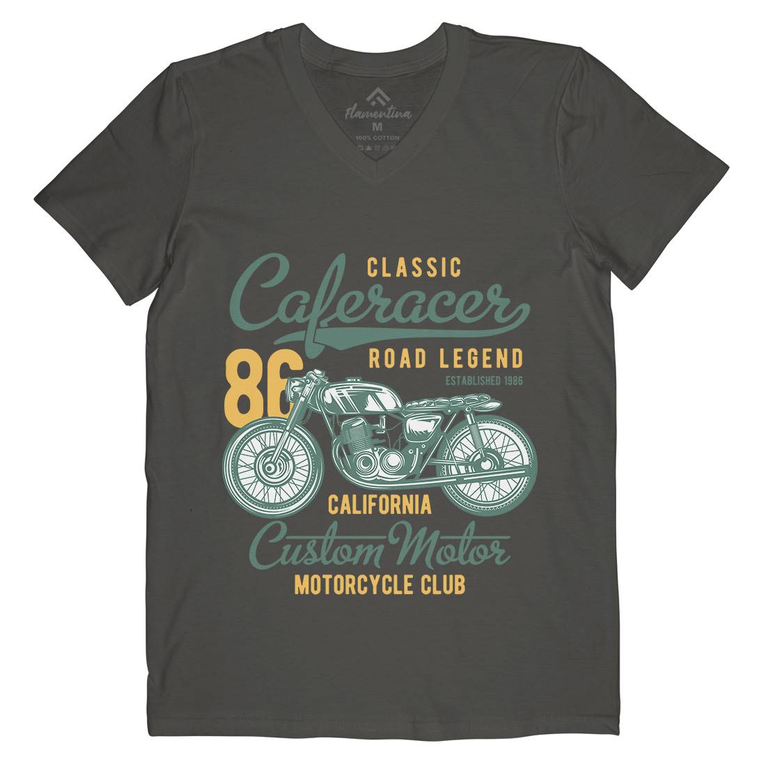Caferacer Mens V-Neck T-Shirt Motorcycles B834