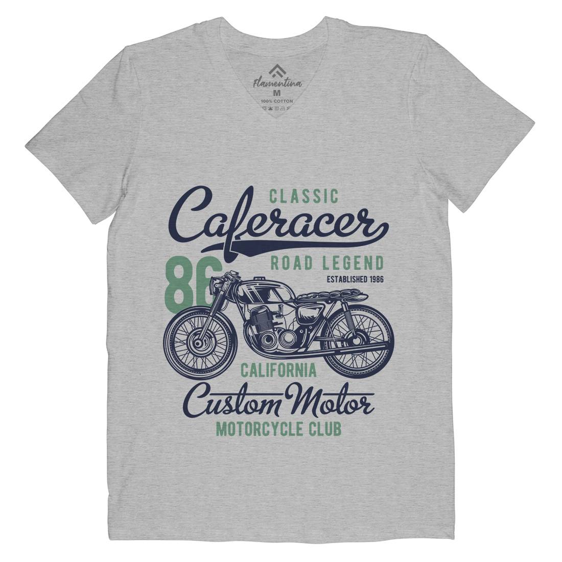 Caferacer Mens V-Neck T-Shirt Motorcycles B834