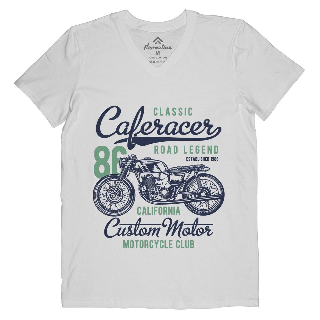 Caferacer Mens Organic V-Neck T-Shirt Motorcycles B834