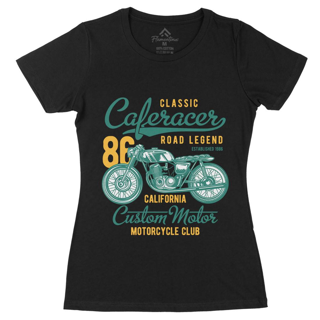 Caferacer Womens Organic Crew Neck T-Shirt Motorcycles B834