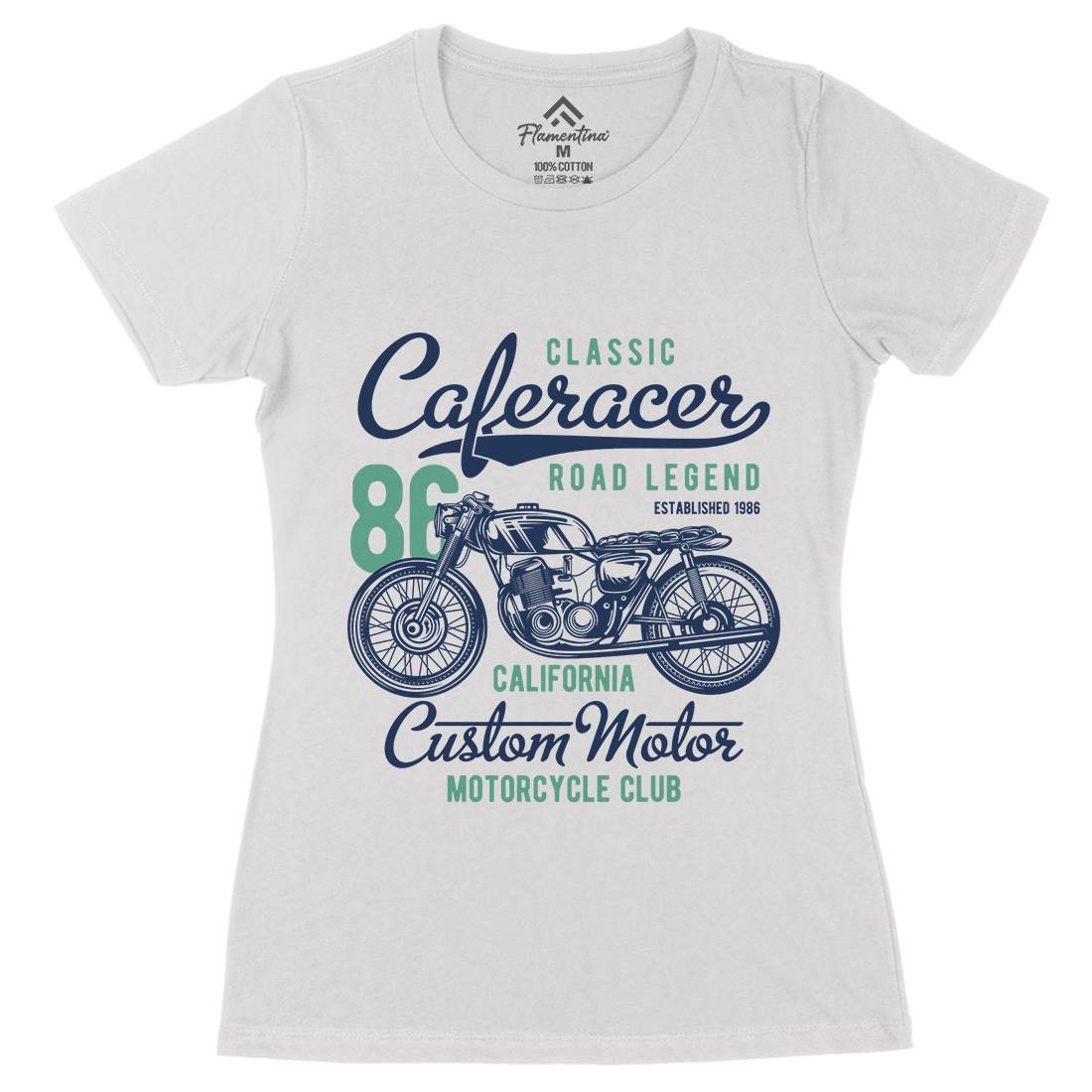 Caferacer Womens Organic Crew Neck T-Shirt Motorcycles B834