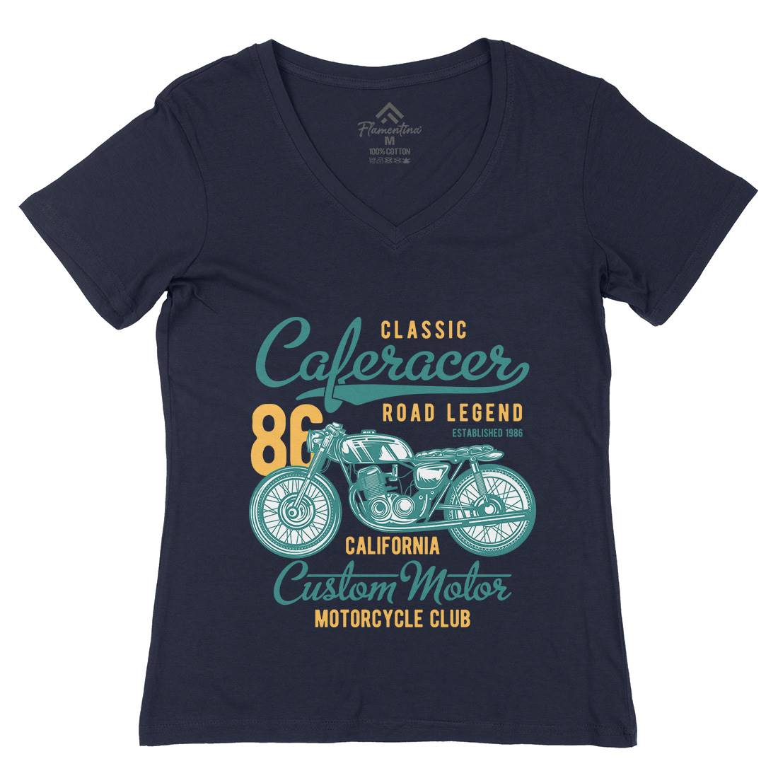 Caferacer Womens Organic V-Neck T-Shirt Motorcycles B834