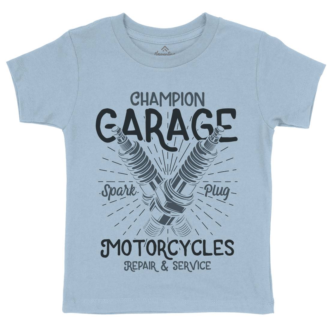 Champion Garage Kids Crew Neck T-Shirt Motorcycles B835