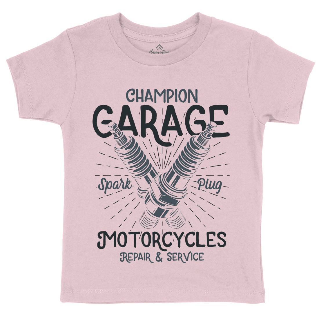 Champion Garage Kids Organic Crew Neck T-Shirt Motorcycles B835