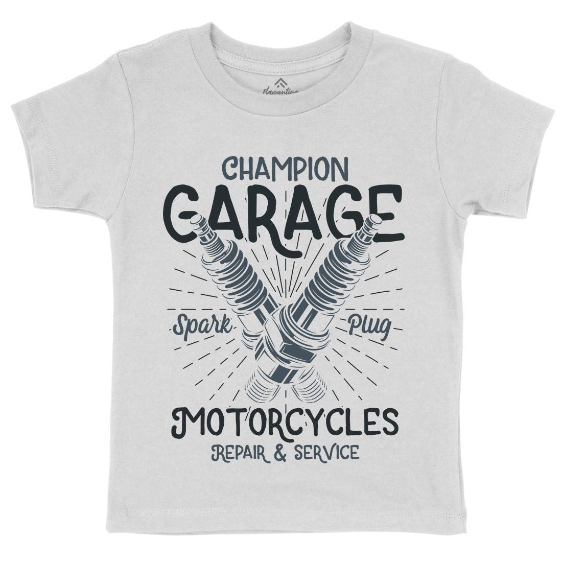 Champion Garage Kids Crew Neck T-Shirt Motorcycles B835