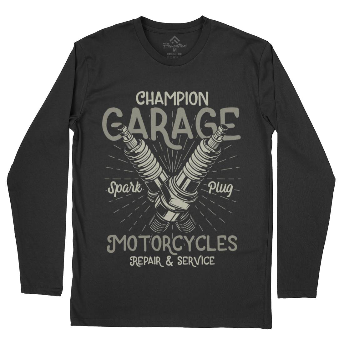 Champion Garage Mens Long Sleeve T-Shirt Motorcycles B835