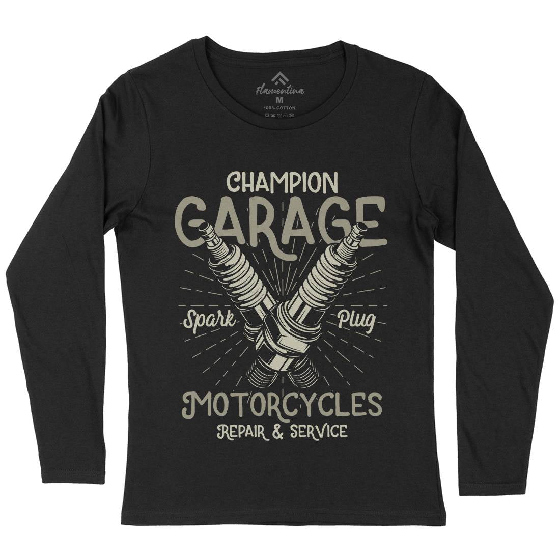 Champion Garage Womens Long Sleeve T-Shirt Motorcycles B835