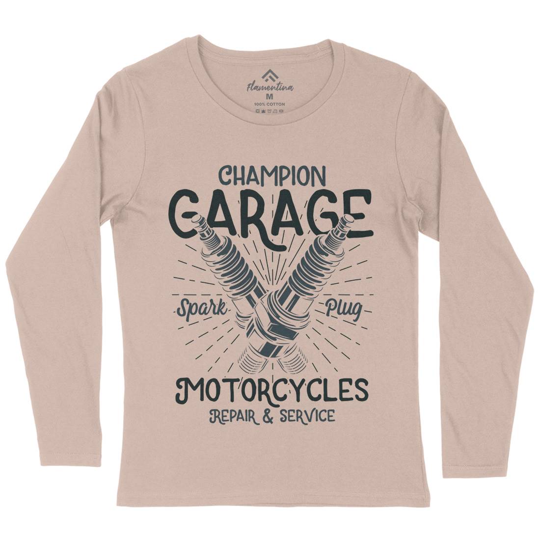 Champion Garage Womens Long Sleeve T-Shirt Motorcycles B835