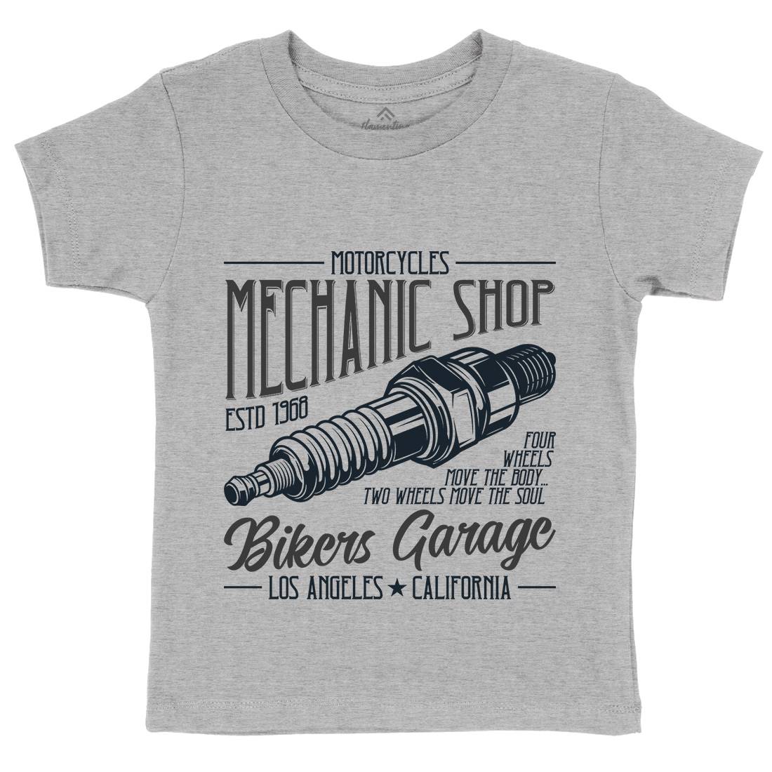 Mechanic Shop Kids Crew Neck T-Shirt Motorcycles B836