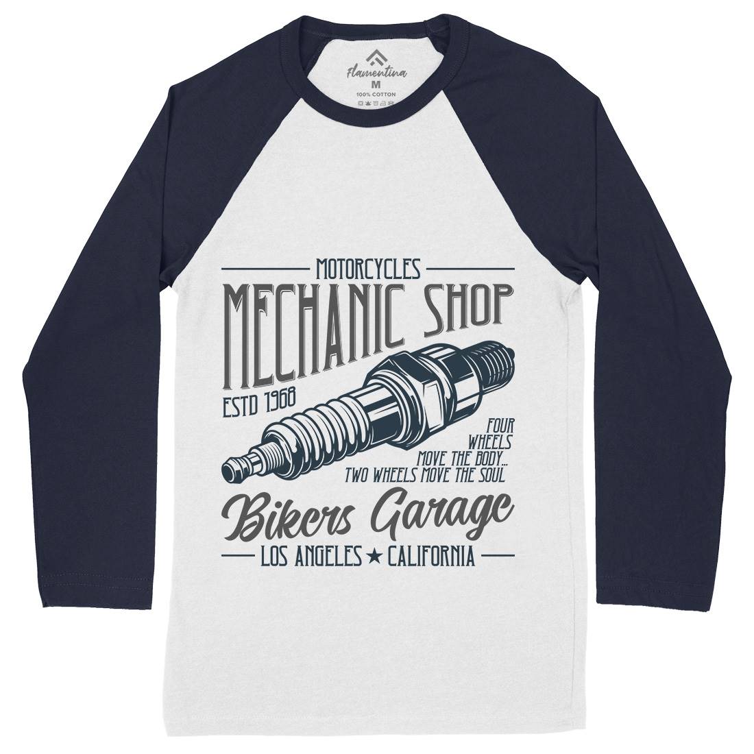 Mechanic Shop Mens Long Sleeve Baseball T-Shirt Motorcycles B836