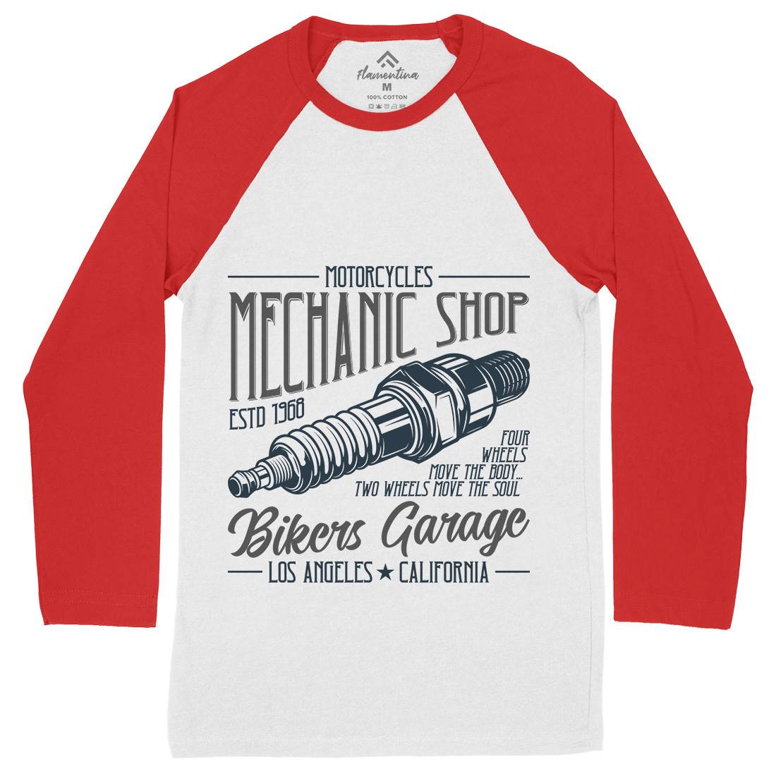 Mechanic Shop Mens Long Sleeve Baseball T-Shirt Motorcycles B836