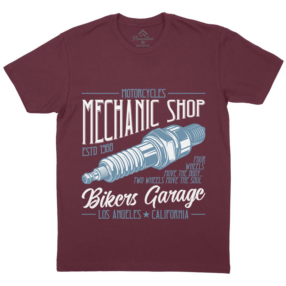 Mechanic Shop Mens Organic Crew Neck T-Shirt Motorcycles B836