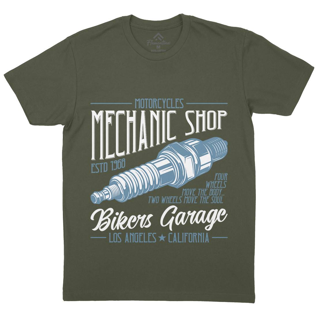 Mechanic Shop Mens Crew Neck T-Shirt Motorcycles B836