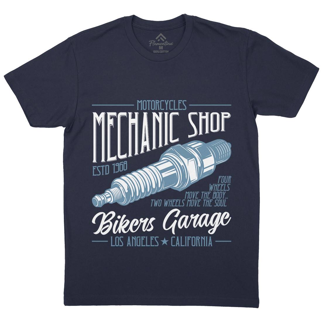 Mechanic Shop Mens Organic Crew Neck T-Shirt Motorcycles B836