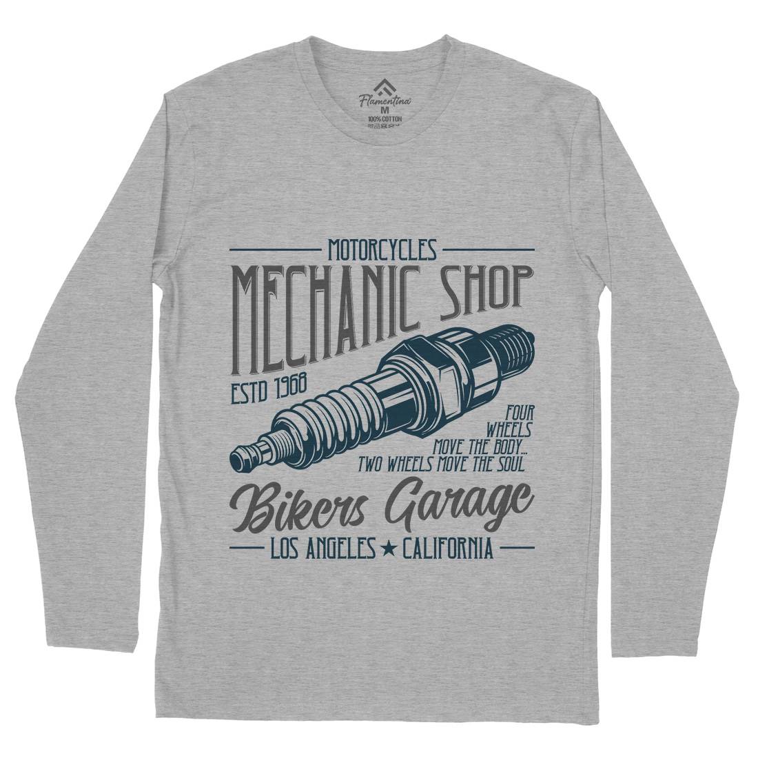 Mechanic Shop Mens Long Sleeve T-Shirt Motorcycles B836