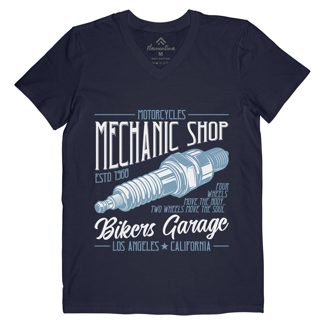 Mechanic Shop Mens V-Neck T-Shirt Motorcycles B836