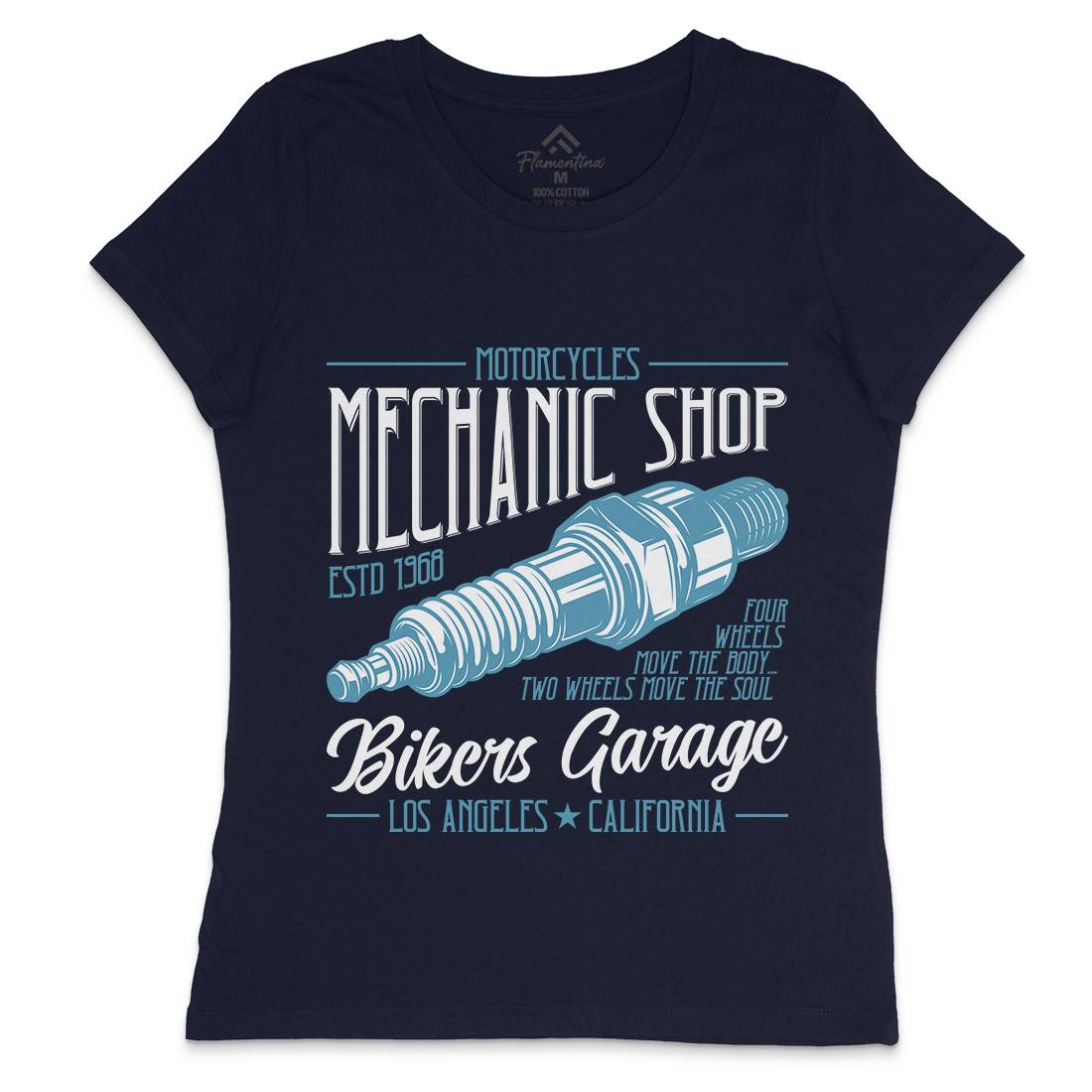 Mechanic Shop Womens Crew Neck T-Shirt Motorcycles B836
