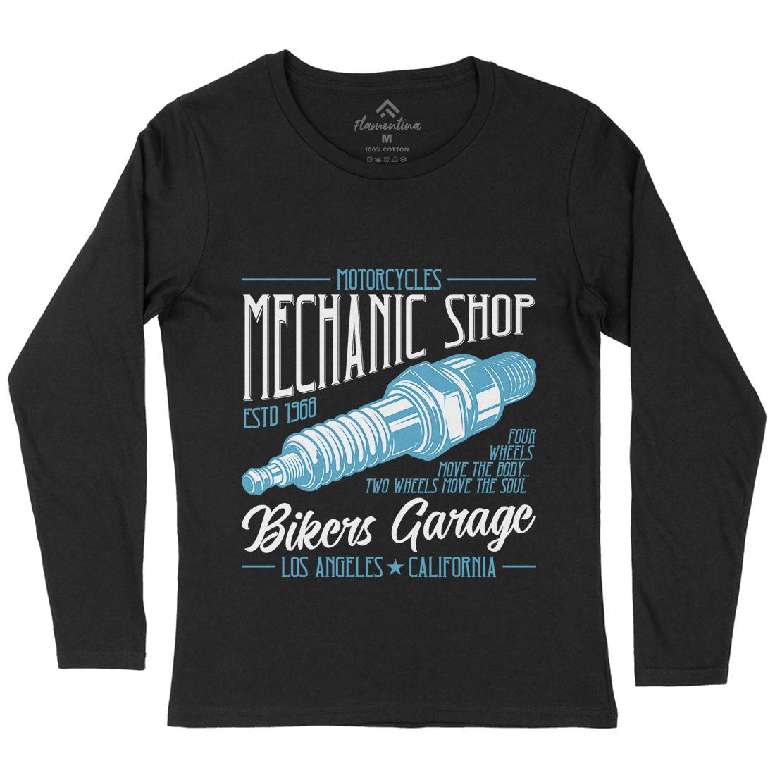 Mechanic Shop Womens Long Sleeve T-Shirt Motorcycles B836