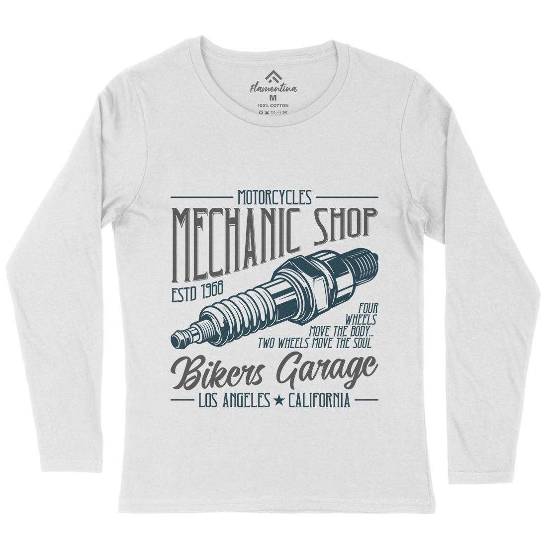 Mechanic Shop Womens Long Sleeve T-Shirt Motorcycles B836
