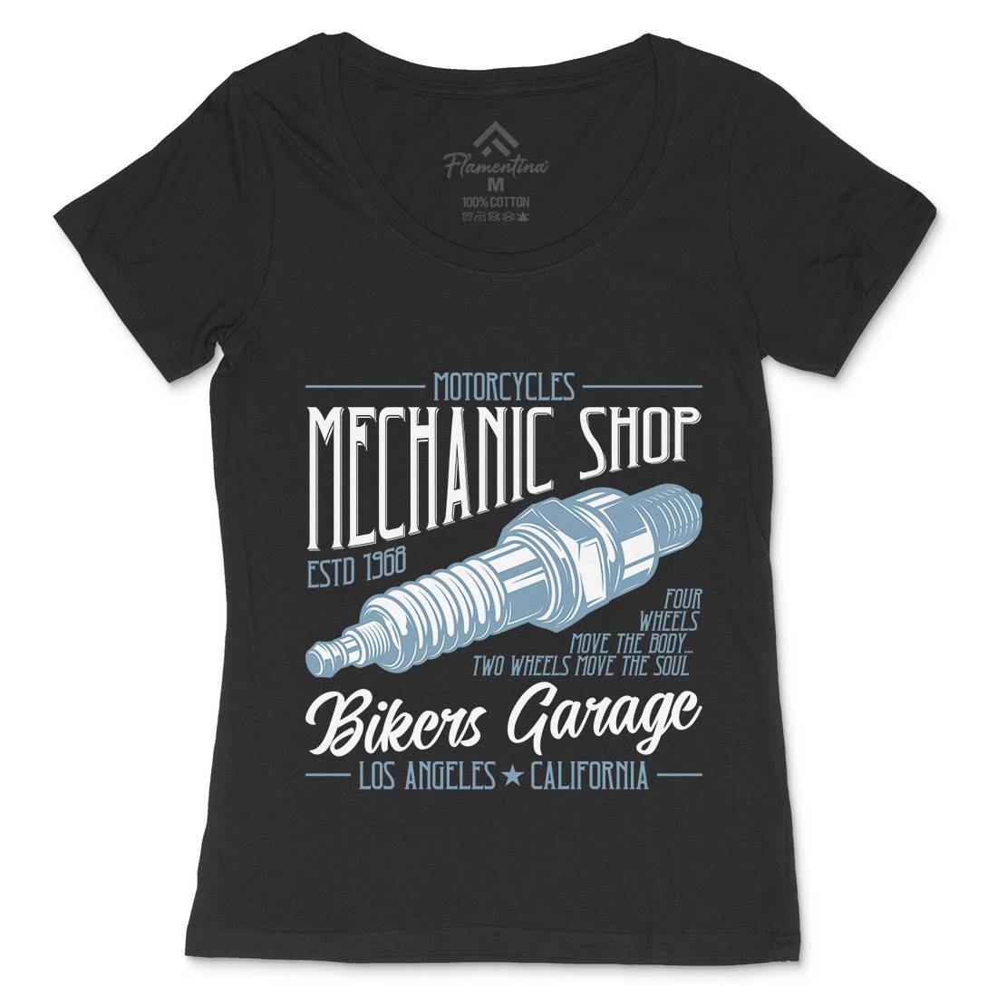 Mechanic Shop Womens Scoop Neck T-Shirt Motorcycles B836
