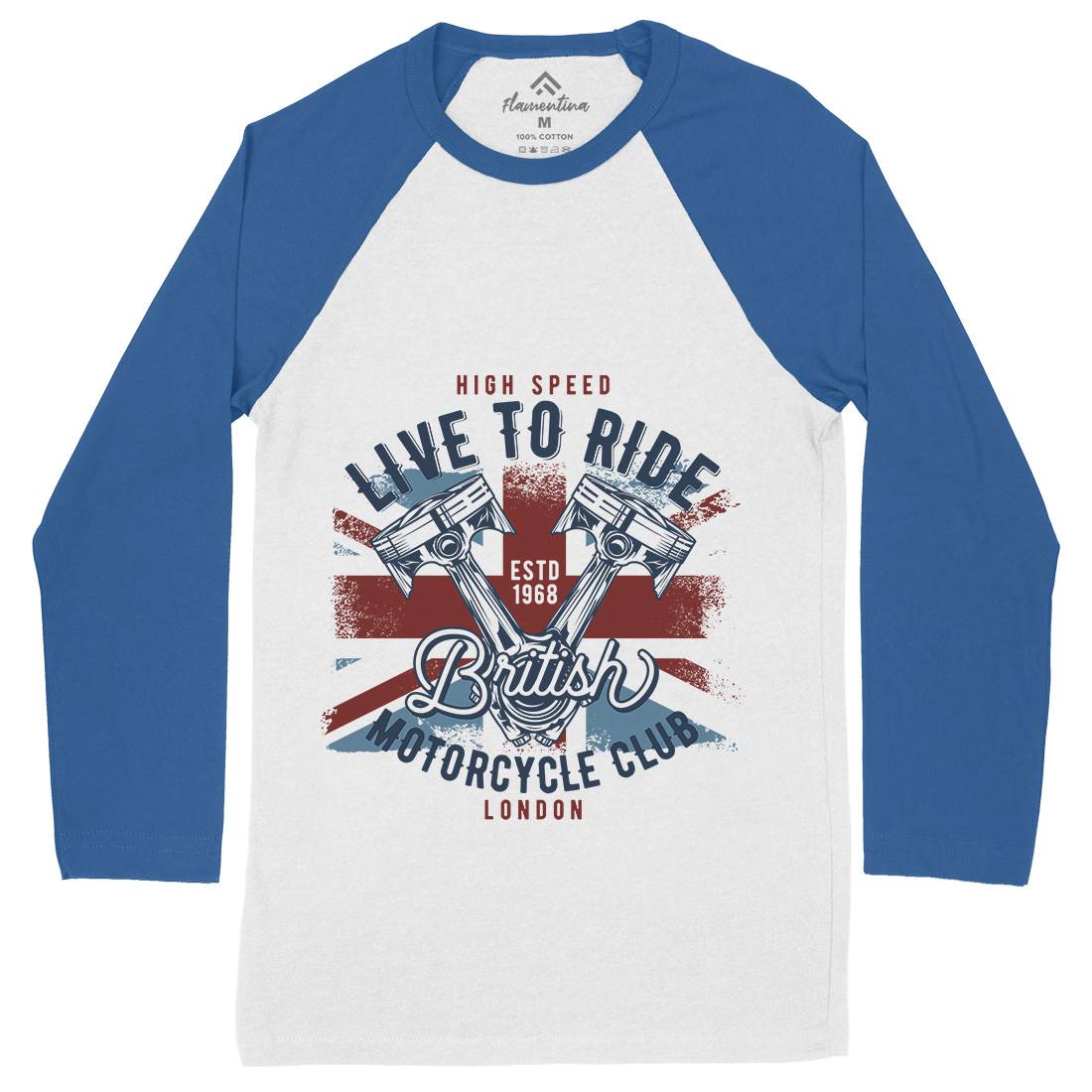 Live To Ride Mens Long Sleeve Baseball T-Shirt Motorcycles B837