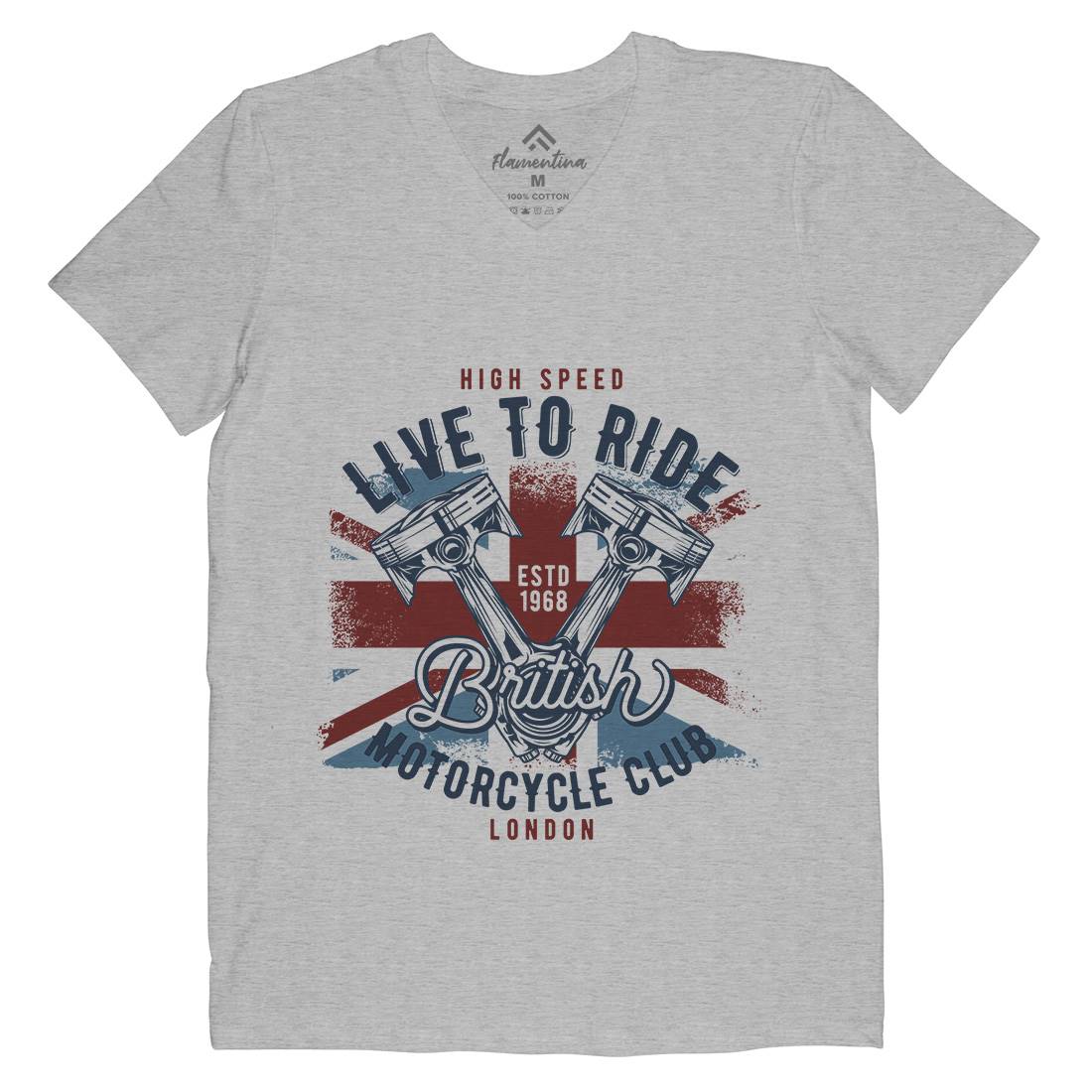 Live To Ride Mens V-Neck T-Shirt Motorcycles B837