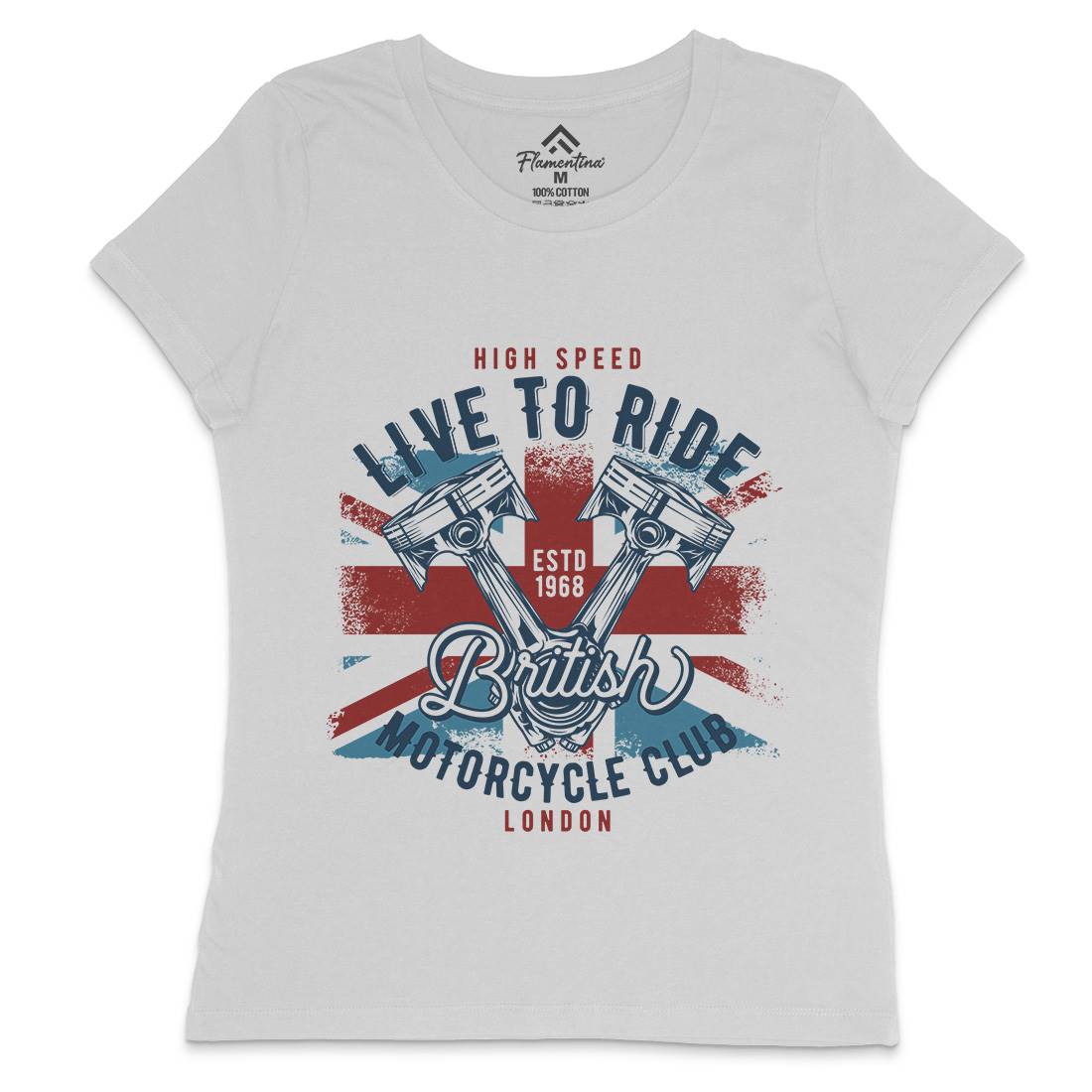Live To Ride Womens Crew Neck T-Shirt Motorcycles B837